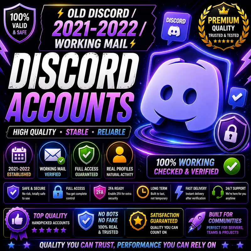 🔥 Alte Discord-Konten (2021–2022) 💬 Funktionsfähiger E-Mail-Zugang 📧 Gealtert & stabil ⚡ Hohe Qualität 🚀