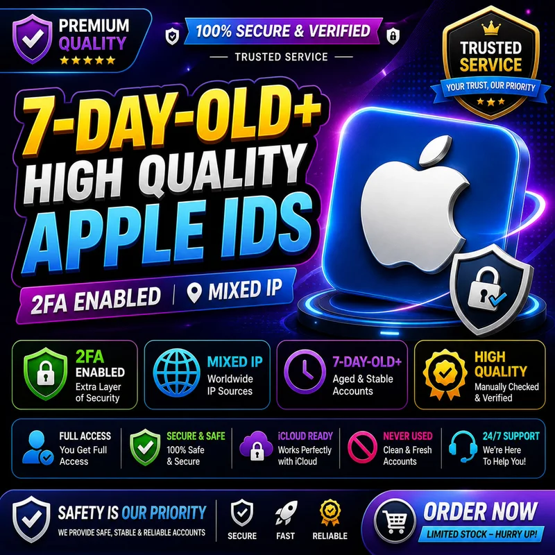 🔥 7+ Tage alte Apple-ID-Konten 🍏 2FA aktiviert 🔐 Gemischte IP 🌍 Hohe Qualität 💎