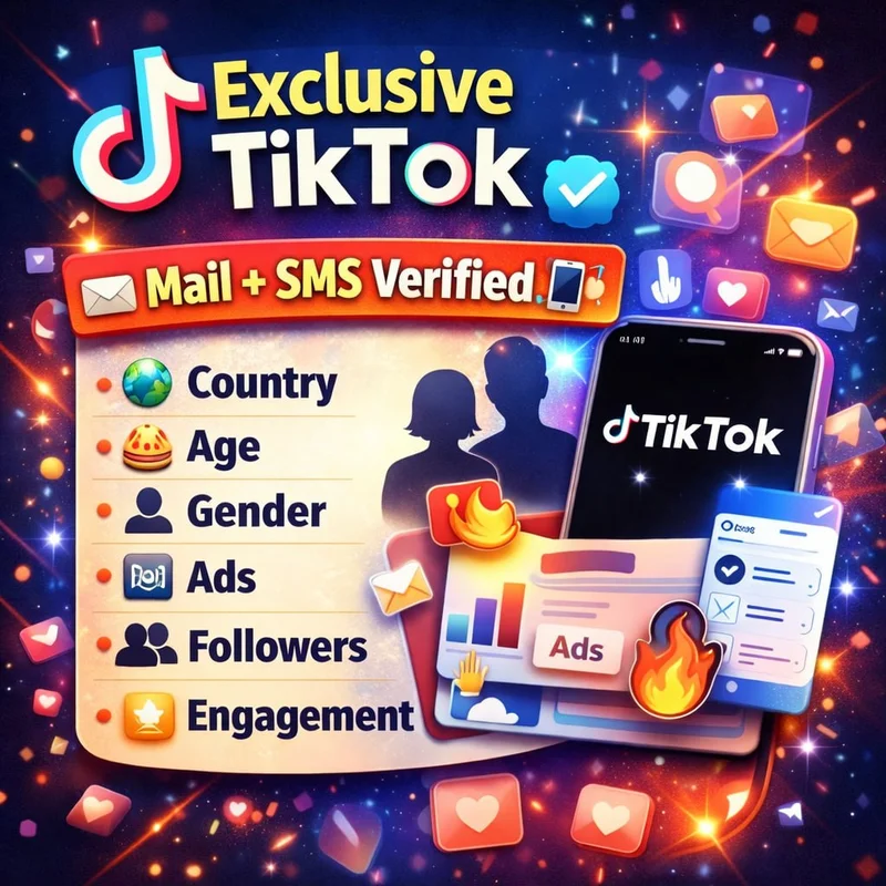 ✨ Exclusive TikTok ✅ Mail + SMS Verified 📧📱 | 🌍 Country | 🎂 Age | 👤 Gender | 📊 Ads | 👥 Followers | 🔥 Engagement