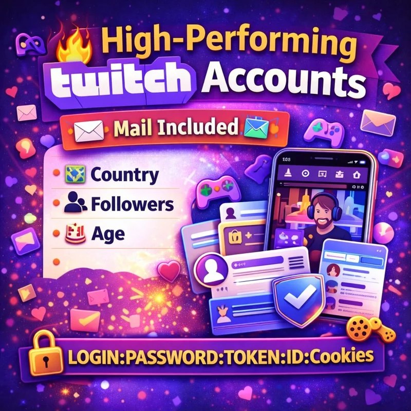 🔥 High-Performing Twitch Accounts 🎮 📧 Mail Included | 🌍 Country | 👥 Followers | 🎂 Age | 🔐 LOGIN:PASSWORD:TOKEN:ID:Cookies