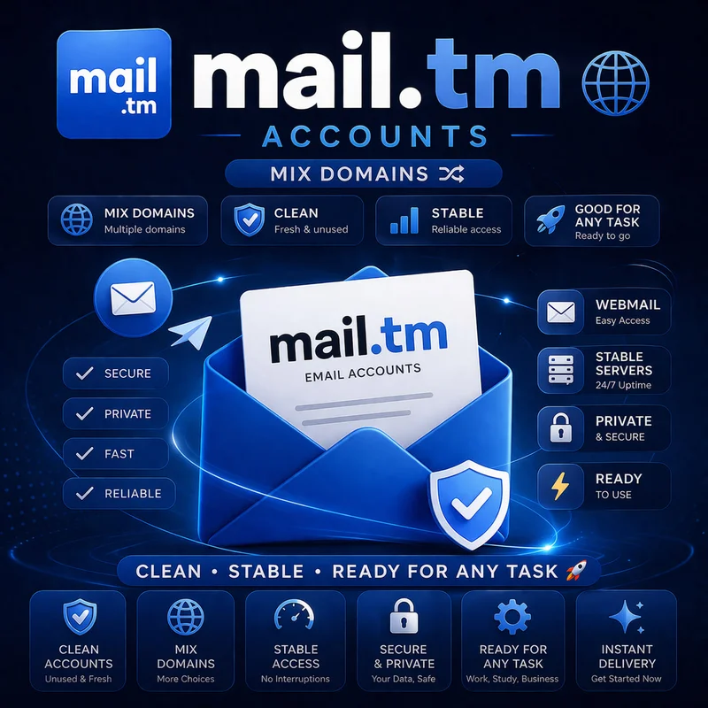 📧 MAIL.TM Accounts 🌐 — Mix Domains 🔀 Clean 🧼 Stable ⚡️ Good for any task 🚀🔥