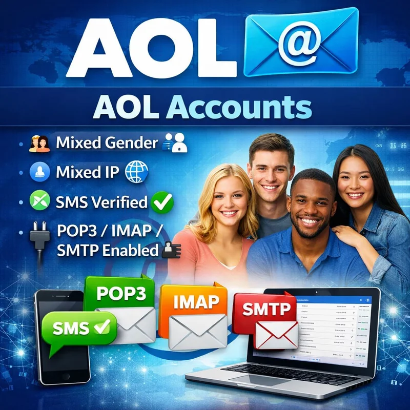 📧 AOL Accounts — Mixed Gender 👥 | Mixed IP 🌐 | SMS Verified ✔️ | POP3 / IMAP / SMTP Enabled 🔌