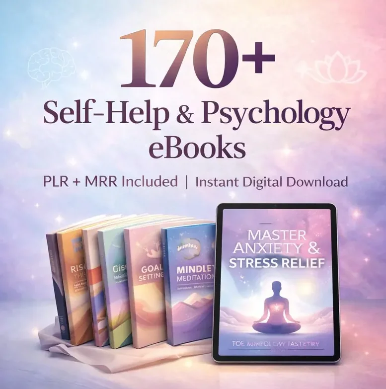 170+ 自助与心理学电子书 PLR MRR 合集 | 心理健康、心态与个人成长指南 | 即时数字下载