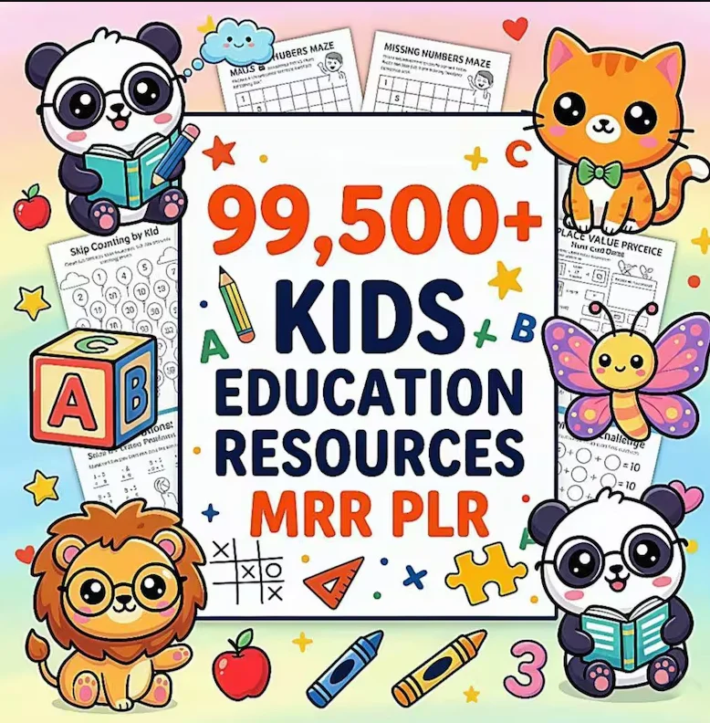 Набор для обучения детей | 99500+ Раскрасок, Рабочих листов, Активностей | Права PLR MRR | Цифровая загрузка | Печатные материалы | Подарок