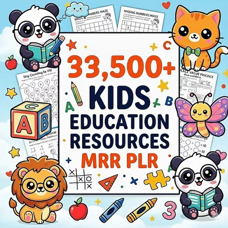 Мега-набор для обучения детей | 33 500+ печатных страниц | Права PLR и MRR | Цифровая загрузка, подарок
